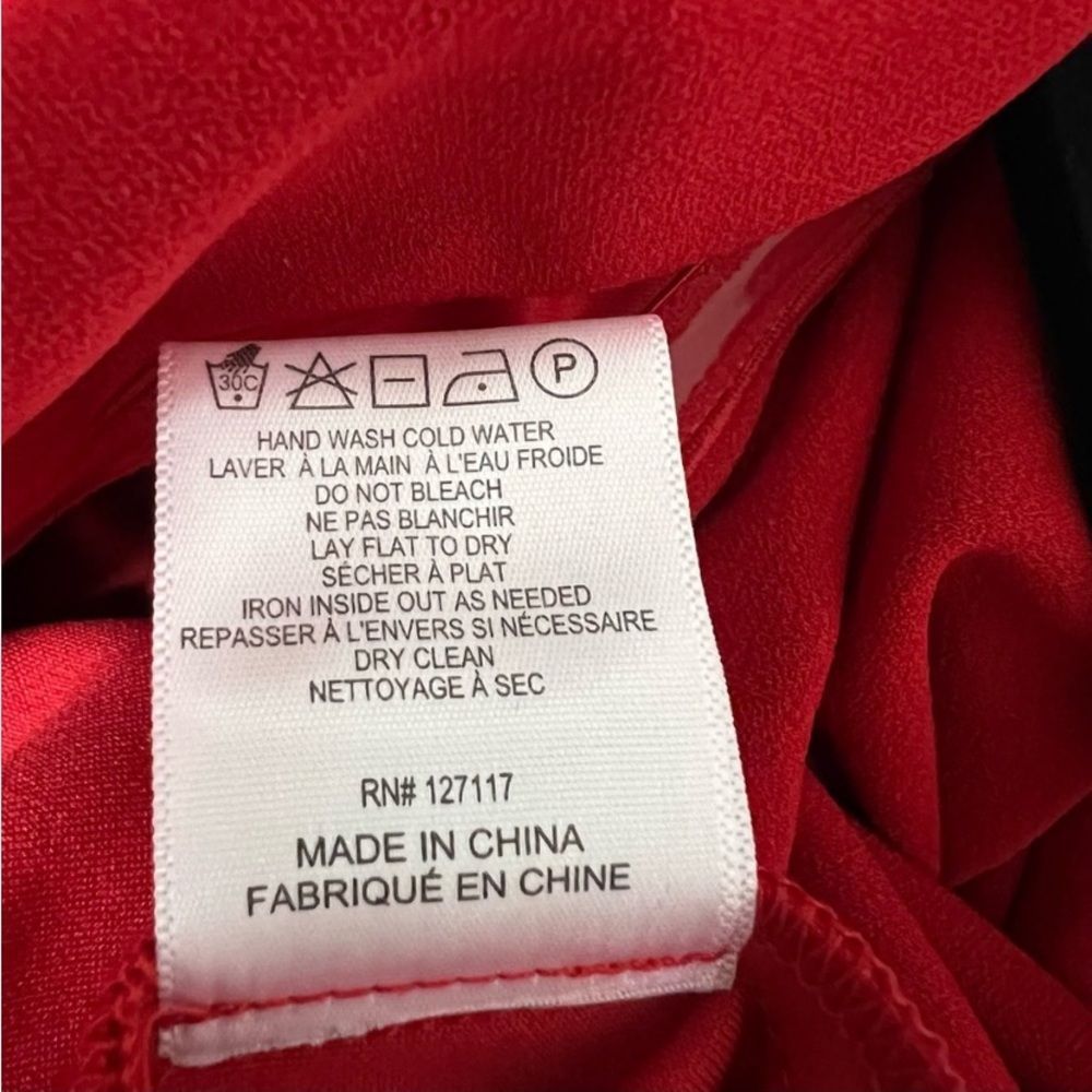 Badgley Mischka Belle Mia Red Ruched Crossover Neckline Wide Leg Jumpsui… - Picture 7 of 7